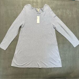 Eileen Fisher Dolphin Blue Organic Cotton Tencel Tunic Sweater Dress XL